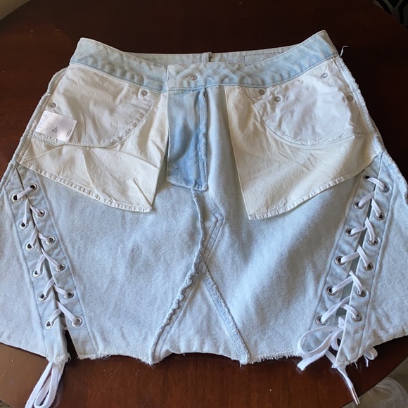 Eggie Minni NEW White DENIM Jeans Skirt Size S - Picture 11 of 12